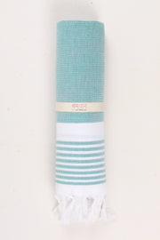 Pine Green Ultra Soft Bath Towel with White Stripes