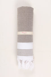 Cedar Brown Ultra Soft Bath Towel with White Stripes