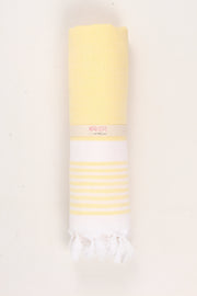 Lemon Yellow Ultra Soft Bath Towel with White Stripes