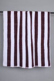 Handwoven Cotton White and Maroon Striped Terry Napkin