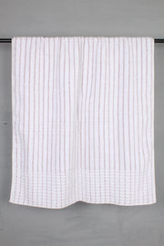 White Terry Towel with Brown Striped