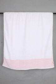 White Terry Towel with Pink Striped