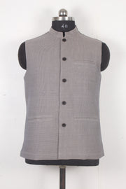 Men's Grey Textured Nehru Jacket