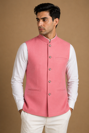 Pink Striped Nehru Jacket
