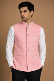 Pink Striped Nehru Jacket