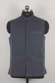 Sleti Gray Striped Nehru Jacket