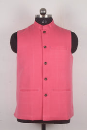 Coral Pink Striped Nehru Jacket