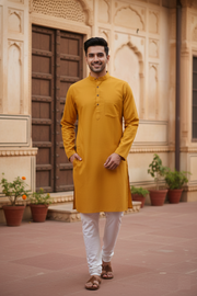 Mustard Yellow Full Sleeve Long Kurta