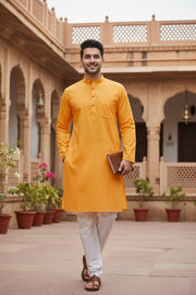 Kesariya Full Sleeves Long Kurta with Self Striped