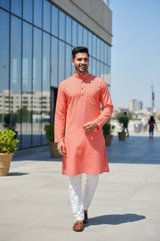 Peach Full Sleeves Long Kurta with Striped