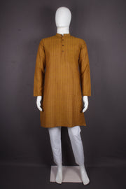 Brown Full Sleeves Long Kurta with Self Striped