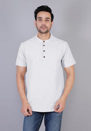 White Half Sleeves Short Kurta
