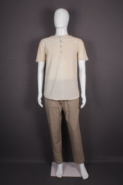 Men's Handwoven Cream Short Kurta