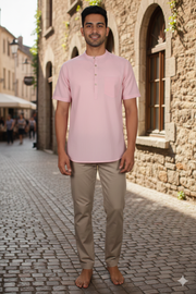 Handwoven Cotton Half Sleeves Short Kurta