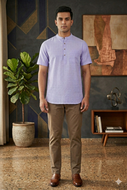 Handwoven Cotton Half Sleeves Short Kurta