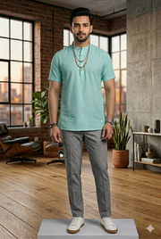 Handwoven Cotton Half Sleeves Short Kurta