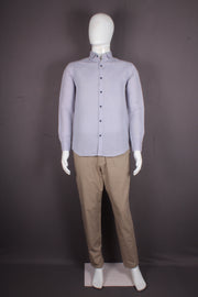 Floral Violet Linen Mandarin Collar Full Shirt