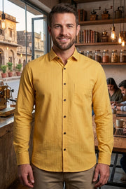 Men's Mustard Yellow Full Sleeves Shirt