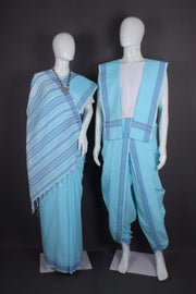 Sky Blue Aahar Joda with Blue Border