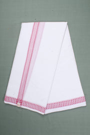 White Cotton Dhoti Dupatta with Red Border