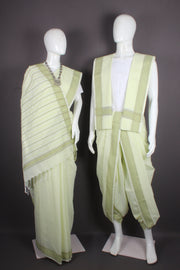 Traditional Handloom Joda Set in Cream with Dobby Border