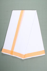 Handwoven Cotton Dhoti Dupatta Set with Dobby Border