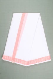 White Dhoti Dupatta with Pink Dobby Border