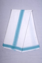 White Kids Dhoti Dupatta with Blue Border
