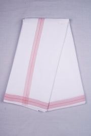 White Kids Dhoti Dupatta with Red Border