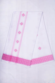 White Dobby Dhoti Dupatta with Magenta Border and Butis