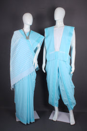 Sky Blue Dobby Aahar Joda with Sky Blue Border