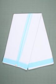 Handloom Dobby Dhoti Dupatta Set with Blue Stripe