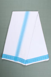 Handwoven Cotton Dhoti Dupatta Set with Dobby Border