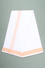 White Dobby Dhoti Dupatta with Orange Border