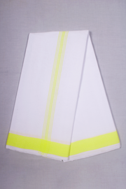 White Dobby Dhoti Dupatta with Green Border