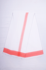 White Dobby Dhoti Dupatta with Red Border