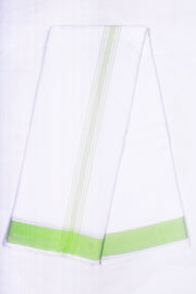 White Dobby Dhoti Dupatta with Green Border