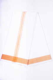 White Dobby Dhoti Dupatta with Orange Border