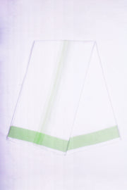 White Dobby Dhoti Dupatta with Green Border