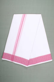 White Dhoti Dupatta with Magenta Dobby Border