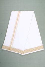 White Dhoti Dupatta with Yellow Dobby Border