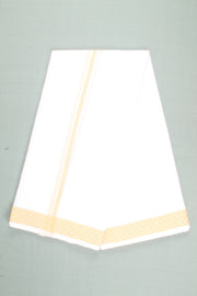 White Dhoti Dupatta with Yellow Dobby Border