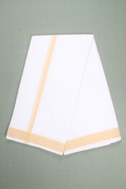 White Dhoti Dupatta with Yellow Border