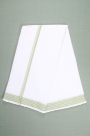 White Dhoti Dupatta with Green Dobby Border