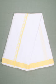 White Dobby Dhoti Dupatta with Yellow Border