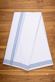Handwoven Cotton Dhoti Dupatta Set with Self Check
