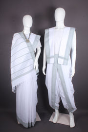 White Aahar Joda with Self Check and Gray Border