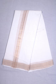White Dobby Dhoti Dupatta with Golden Zari Border