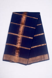 Blue Dobby Dhoti Dupatta with Golden Zari Stripes and Border
