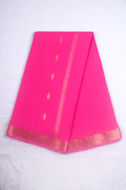 Magenta Dobby Dhoti Dupatta with Golden Zari Border and Butis